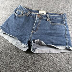 Encore Jeans Shorts Womens Large Blue Denim Cotton 5 Pockets USA Made Cuffed Hem